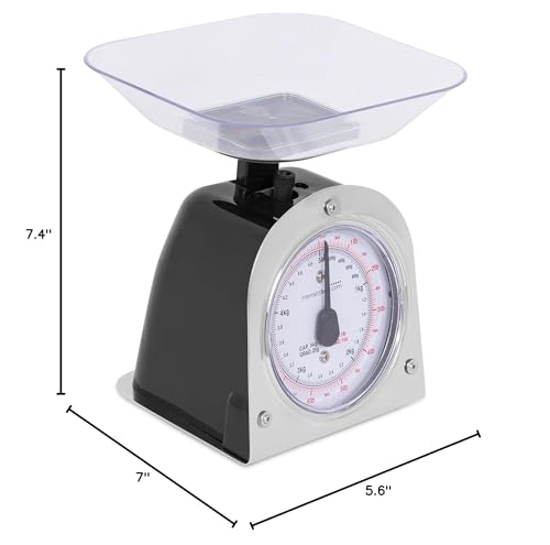 Mechanical Kitchen Food Weight Scale with Removable Bowl – Accurate Measurements up to 11 lbs (5 kg) – Ideal for Cooking, Baking, and Portion Control