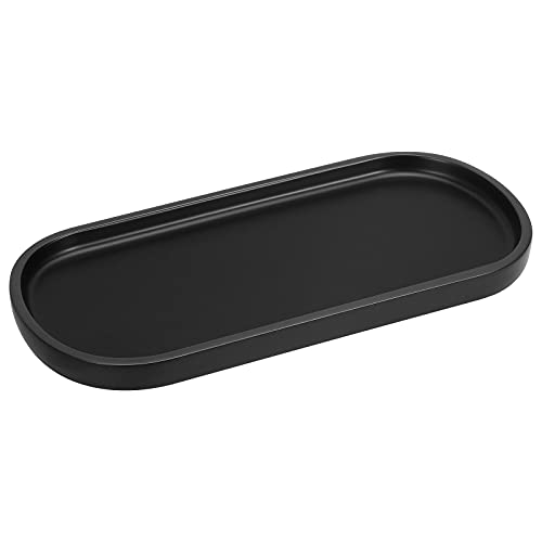 Luxspire Bathroom Vanity Tray, Oval Soap Dispenser Tray, 10" Kitchen Counter Trays, Handmade Resin Bathroom Tray for Counter, Toilet Tank Tray, Trinket Tray for Perfume Jewelry, Small, Matte Black - color: Matte Black, style: Small