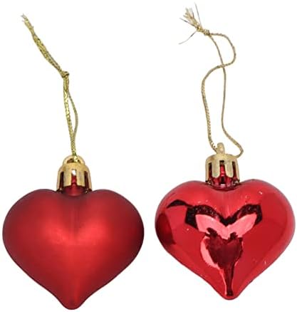 24 Pcs Christmas Pendant Balls Heart Shape Plastic Detachable Hook Rope Rounded Edges Hanging Ornaments