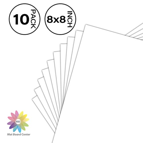 Mat Board Center, 10 Pack 8x8 White Backing Boards, Cardboard for Arts, Prints, Frames, Photos and More - size: 8x8