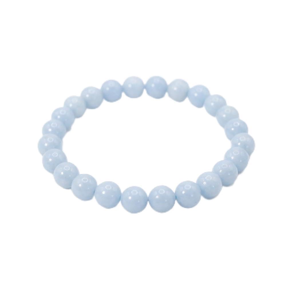 The Vida Handmade AAA+ Quality Crystal Stretch Elastic Bracelet - Nature Gemstone - Jewelry Gift - Holiday Gift - For Women & Men (Angelite)