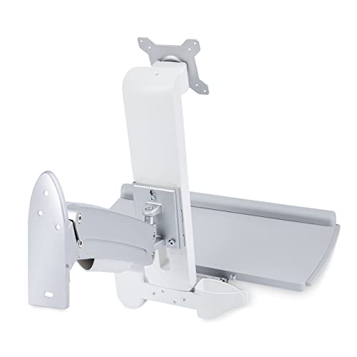 StarTech.com Wall Mount Workstation, Full Motion Sit Stand Desk w/Height Adjustable VESA Monitor Arm & Keyboard Tray, Ergonomic Wall Mounted Computer Workstation, Single Display, TAA - color: Silver, style: Wall Mount – Spring Arm