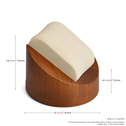 Oirlv Solid Wood Watch Display Stand Showcase Jewelry Stand Watch Holder with Pillow Jewelry Organizer(Round Single, Creamy-white) - color: Creamy-white, size: Round Single