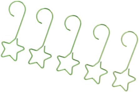 300Pcs Star Shaped Christmas Ornament Hooks, Stainless Steel S Hooks for Holiday Tree Decor, Decorative Hangers with Elegant Design for Home Garden Yard Use (Green)