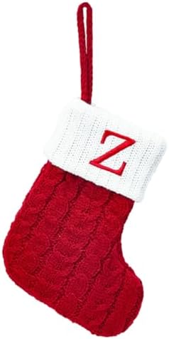 Christmas Stocking Monogram Hanging Socks 7??5.5 Inch Knit Small Sock Hanging Ornament Gift Bags for Xmas Tree Fireplace Home Decoration (Z)