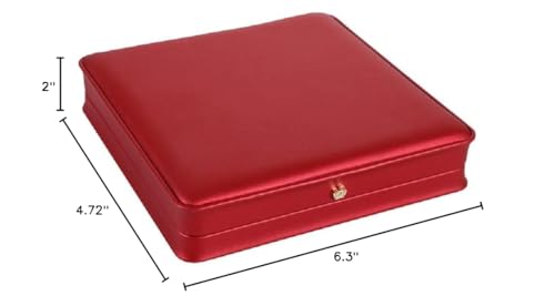 JunningGor Wedding Jewelry Set Premium Leather Box Necklace Earring Ring Display Case Storage Holder (Big Red)