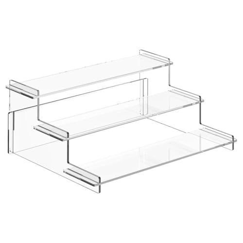 PRETYZOOM Acrylic Figure Display Stand 3-Tier Riser Organizer 9.05X5.90X3.74 Inch Multi-Layer Shelf for Collectibles Figurines Dolls and Perfume Storage