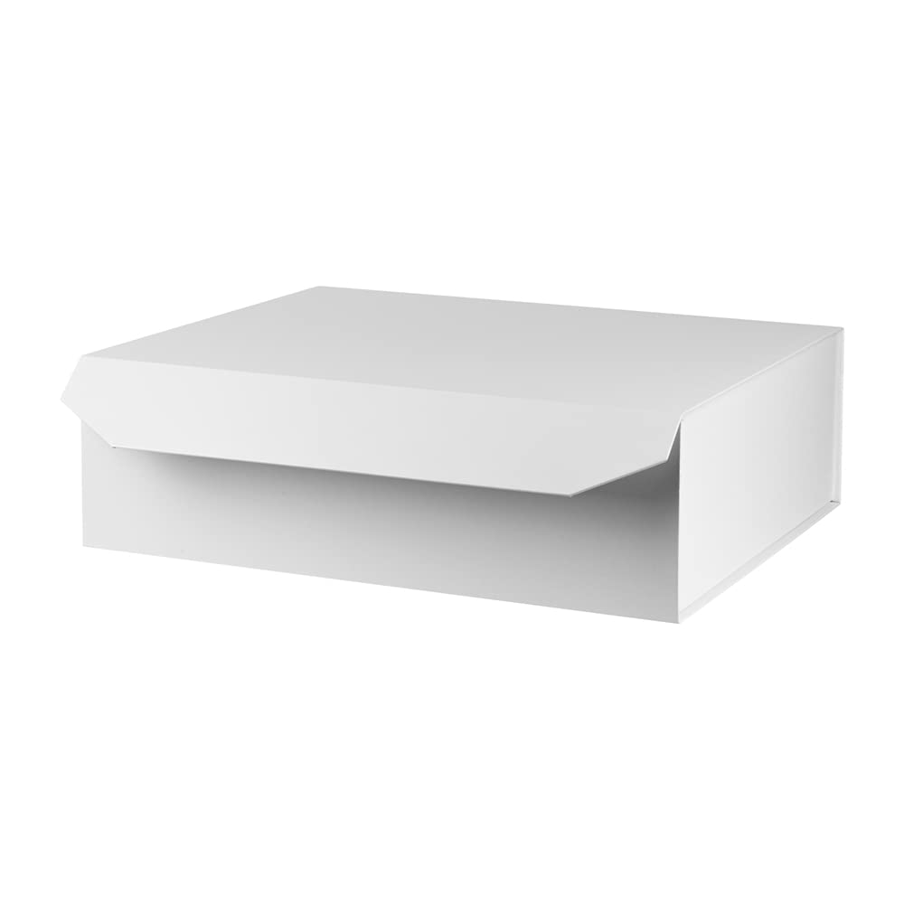 PACKGILO 1 Pcs Matte White Extra Large Gift Box with Lid, 19x16x6 Inches, Hard Magnetic Giant Gift Boxes for Presents Clothes Robe Wedding Dress Sweater,Reusable Foldable Bridesmaid Proposal Box