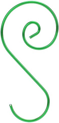 Cryfokt 60 Pcs Metal S Hooks for Christmas Tree Ornaments, 4 Colors (Green)