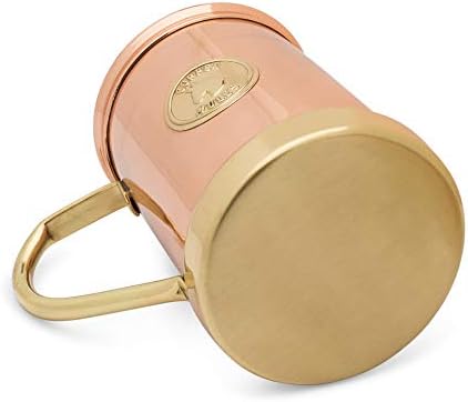 Copper Mules The Finest HandCrafted Copper Mug Unique Patented Design - Solid Brass Base and Handle - Holds 18oz