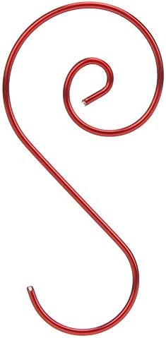 Cryfokt 60 Pcs Metal S Hooks for Christmas Tree Ornaments, 4 Colors (Red)