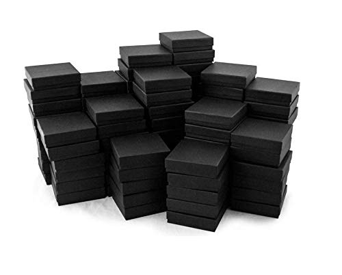 TheDisplayGuys - 25-Pack #53 Cotton Filled Cardboard Paper Jewelry Boxes Gift Case - Matte Black (5.4" x 3.9" x 1.0") - for Shipping or Storage