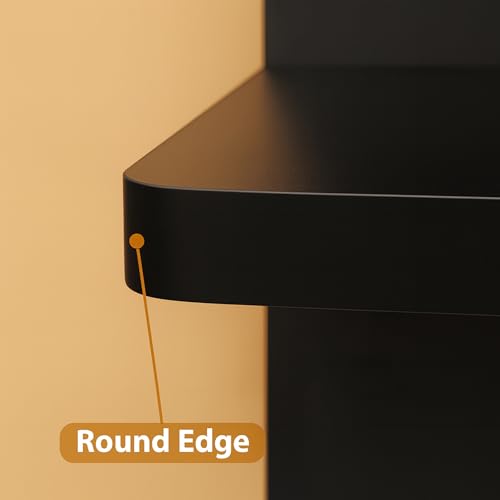 LitaEther Versatile 4 Tier Wall Shelf Unit,Black Lack Wall Shelf,Display Floating Shelf with Round Edge - color: Black, size: 4 Tier