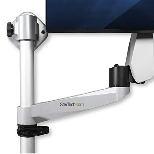StarTech.com Wall Mount Workstation - Articulating Standing Desk w/Ergonomic Height Adjustable Monitor Arm & Padded Keyboard Tray - 34" VESA Display - Foldable Wall Mounted Sit Stand, TAA - color: Silver, style: Wall Mount – Pole