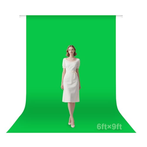 Green Screen Backdrop, 6×9FT Photography Chromakey Greenscreen Background Sheet for Zoom Meeting, Polyester Fabric Cloth Curtain for Photo Video Studio, Party, Live Streaming, Photoshoot - size: 6x9ft