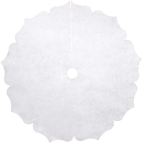 Christmas Tree Skirt,56 inch Classic Non-Woven Fabric White Tree Skirt,for Xmas Tree and Holiday Indoor Decoration(White, Large)