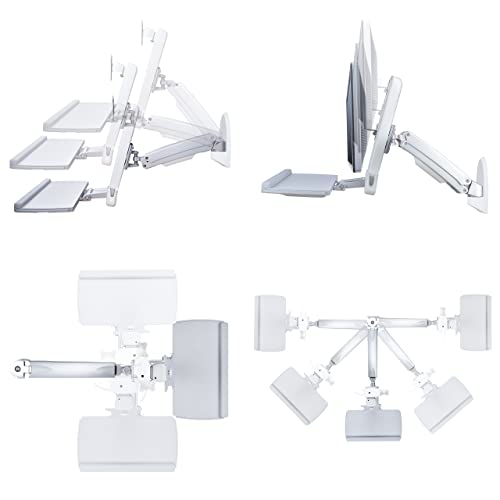 StarTech.com Wall Mount Workstation, Full Motion Sit Stand Desk w/Height Adjustable VESA Monitor Arm & Keyboard Tray, Ergonomic Wall Mounted Computer Workstation, Single Display, TAA - color: Silver, style: Wall Mount – Spring Arm