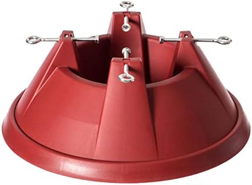 Gardenised Plastic Christmas Tree Stand with Screw Fastener, Red