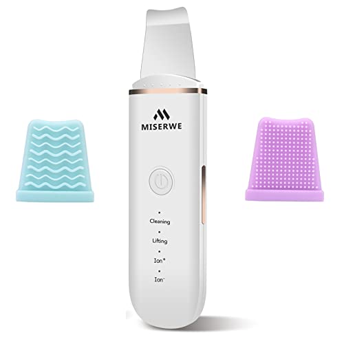 Skin Scrubber Face Skin Spatula Facial Scrubber Spatula for Deep Cleansing Blackhead Remover Pore Cleaner with 4 Modes (White) - color: White