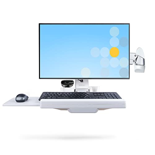 StarTech.com Wall Mount Workstation, Full Motion Sit Stand Desk w/Height Adjustable VESA Monitor Arm & Keyboard Tray, Ergonomic Wall Mounted Computer Workstation, Single Display, TAA - color: Silver, style: Wall Mount – Spring Arm