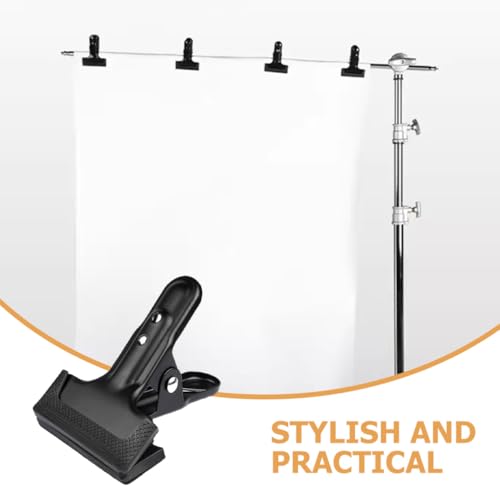 Zerodeko 4pcs Heavy Duty Backdrop Clips Metal Photography Background Clamps for Studio Backdrop Fixing Black