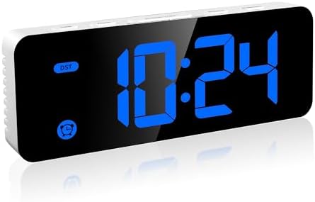 Small Digital Alarm Clock for Kids with Dimmable Backlight Volume Blue