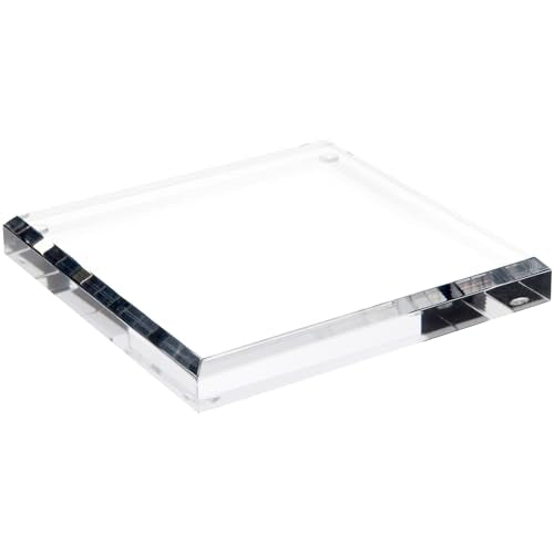 Plymor Clear Acrylic Square Beveled Display Base, 6" W x 6" D x 0.75" H - size: 6" x 6" x 0.75"