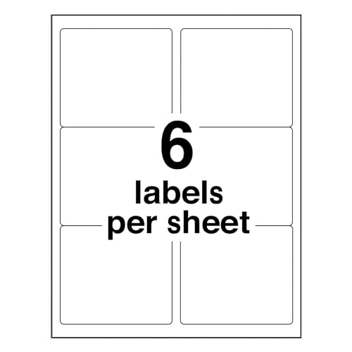 Avery Printable Shipping Labels with Sure Feed, 3-1/3" x 4", White, 600 Blank Mailing Labels for Laser Printers (5164)