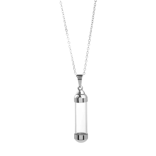 925 Sterling Silver Blood Vial Necklace For Women and Men - Glass Vial Pendant Necklace Perfume Bottle Necklace - Water Container Vial Jar Necklaces For Liquid Oil Diffuser Vial Jewelry