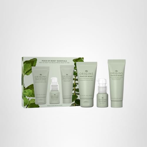 Origins 3-Piece Peace of Mind Travel Hand & Body Skin Care Gift Set | Exfoliating Scrub, Hand Cream & Aromatherapy Experience | With Eucalyptus, Peppermint & Basil Essential Oils | Wellness Gift