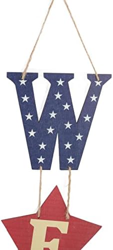 July 4th Door Hanger | Patriotic Wooden Front Door Decoration for Home/Shop/Party | Sturdy Wall Hanging Ornament with Festive Design