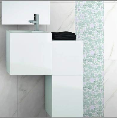 Tenedos Bubbles Snow Dove Glass and White Marble Mosaic Tile, Frosted & Polished Finish, 10.5"x10.5" Mesh Mounted for Wall, Backsplash & Bathroom Use