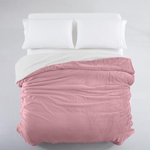 IR Imperial Rooms Sherpa Fleece Throw Blanket Twin Size for Couch - Thick and Warm Fluffy Baby Pink Blankets for Winter, Soft and Fuzzy Twin Blanket for Bed, 60x80 Inches