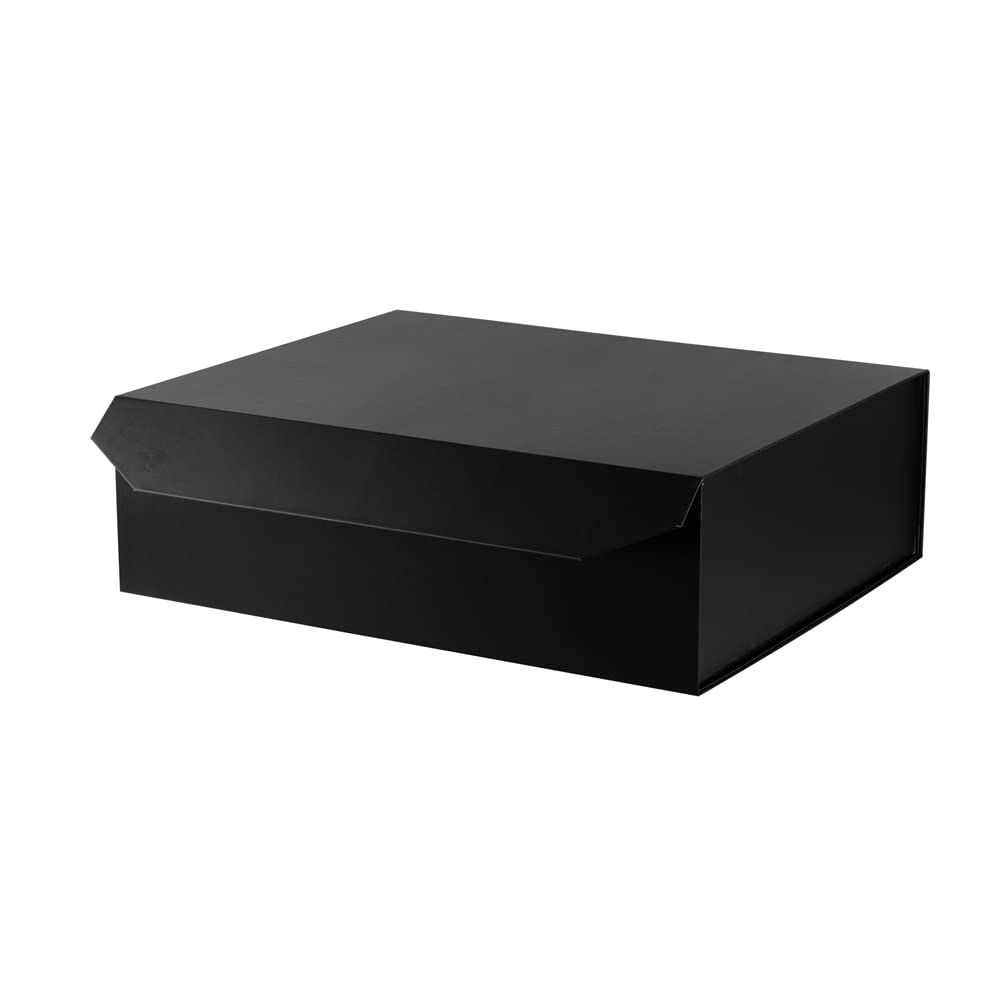 PACKGILO Black Extra Large Gift Box with Lid 1 Pcs 19x16x6 Inches, Gift Box large Black Gift Boxes for Presents Clothes Robe Wedding Dress Sweater,Reusable Foldable Bridesmaid Proposal Box（Matte）