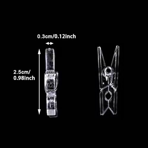 50pcs Clip Photo Holders, Clear Small Clips Binder Photo Clips Mini Hanging Spring Clip Transparent Plastic Clamps for Hanging Clothes Photos Picture(Transparent)