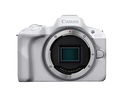 Canon EOS R50 Mirrorless Vlogging Camera (Body Only/White), RF Mount, 24.2 MP, 4K Video, DIGIC X Image Processor, Subject Detection & Tracking, Compact, Smartphone Connection, Content Creator - color: White, style: EOS R50 Body Only