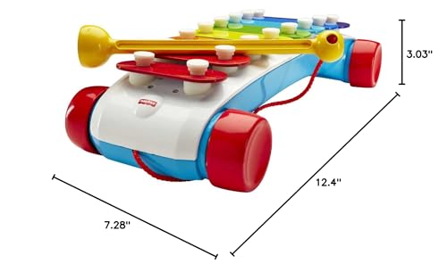 Fisher-Price Toddler Pull Toy, Classic Xylophone Pretend Musical Instrument with Mallet for Preschool Kids Ages 18+ Months