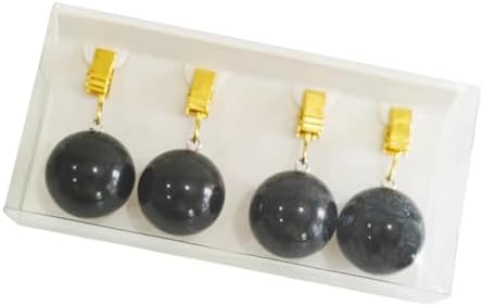 2 Set Tablecloth Weights Ornament with Metal Clips Marble Balls Hangers for Flags Party Curtains Garden(Black)
