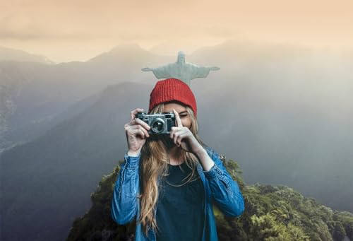 7x5ft Christ The Redeemer Backdrop Famous Place in Rio de Janeiro Brazil Historical Architecture Photography Background Holiday Vacation Travel Party Decorations Photo Studio Props - size: 7x5ft