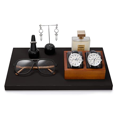 Oirlv Solid Wood Double Watch Display Stand Showcase Jewelry Stand Watch Holder with Pillow(Square Double, Grey) - color: Grey, size: Square Double