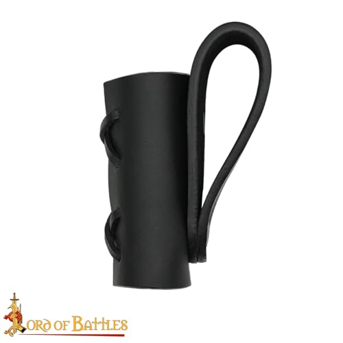 Lord of Battles Medieval Genuine Leather Axe Frog | Axe Holster with Belt Loop | Waist Holder for Axes, Tools - color: Dagger Holster - Black