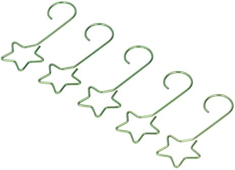 300Pcs Star Shaped Christmas Ornament Hooks, Stainless Steel S Hooks for Holiday Tree Decor, Decorative Hangers with Elegant Design for Home Garden Yard Use (Green)