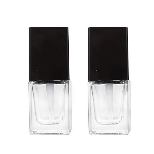 2PCS 15ml/0.5oz Empty Refill Square Glass Cosmetic Pump Bottles Clear Lotion Containers with Black Pump Head Makup Travel Vials for Foundation Cleanser Essential Oils Liquids Cream