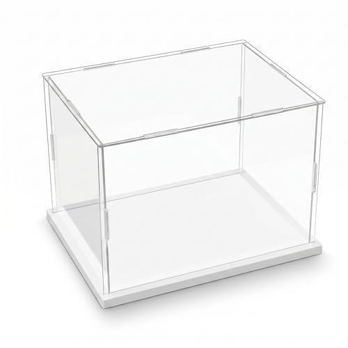 Clear Acrylic Display Case, Assemble Cube Display Box Stand with PVC Material White Base, Dustproof Protection Showcase for Collectibles Memorabilia Figurines (8*8*8inch;20*20*H20cm) - size: 8 x 8 x 8 in
