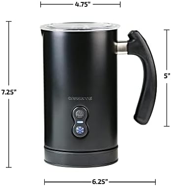 OVENTE Electric Milk Frother Double Wall Insulated Stainless Steel, Automatic Shutoff Portable Hot Cold Foam Maker Perfect Milk Steamer For Hot Chocolate Cappuccino Coffee, Black FR3608B