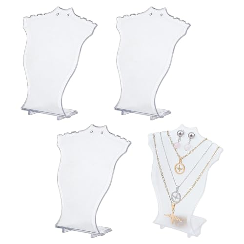 arricraft 4 Pcs Jewelry Necklace Displays, Clear Bust Display Stand Plastic Jewelry Display Holder for Jewelry Display (Hight 4.72")