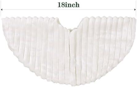 Faux Fur Christmas Tree Skirt: 18 Inch White Plush Faux Fur Christmas Tree Skirt with Stripe Textured Pattern, Soft Christmas Tree Decorations for Merry Christmas Home D??cor Xmas Party Gifts