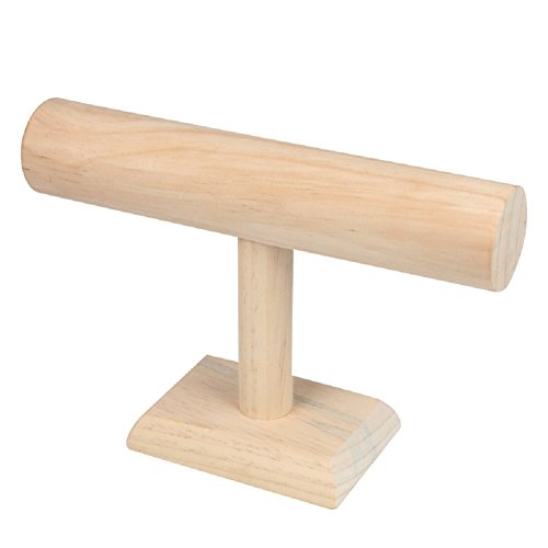 ChezMax Necklace Jewelry Display Jewelry Stand Hovering T-Bar Bracelet Holder for Home Organization - color: I-Wood