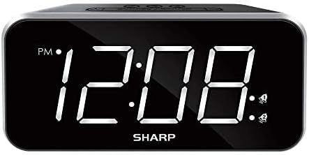 Sharp Digital Alarm Clock, 1.8" Jumbo White LED Display, Dual Alarm, Black