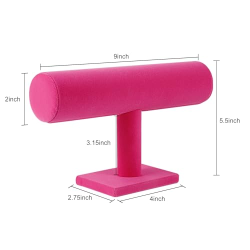 TENINYU Hovering T-Bar Bracelet Necklace Earring Bangle Pendants Anklet Tower Watch Key Jewelry Display Stand for Home Organization (Rose Red) - color: Rose Red